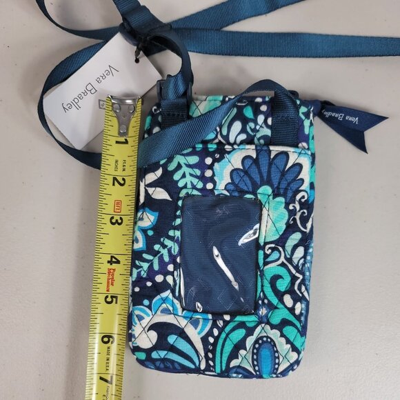 Vera Bradley RFID Mini Cell Phone Crossbody Bag Blue Island Medallion Zip NWT - Picture 12 of 12